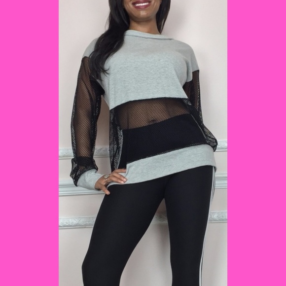 NEW sporty cute sheer sleeves and waist top - Picture 2 of 3